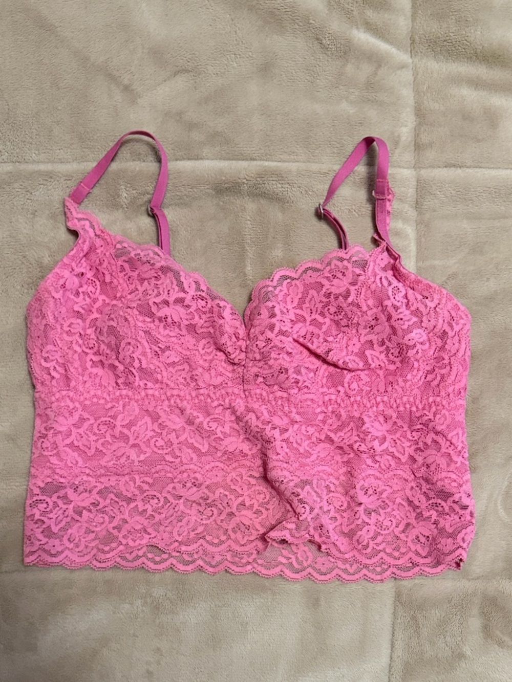 Gilly Hicks Hot Pink Lace Unlined Bralette